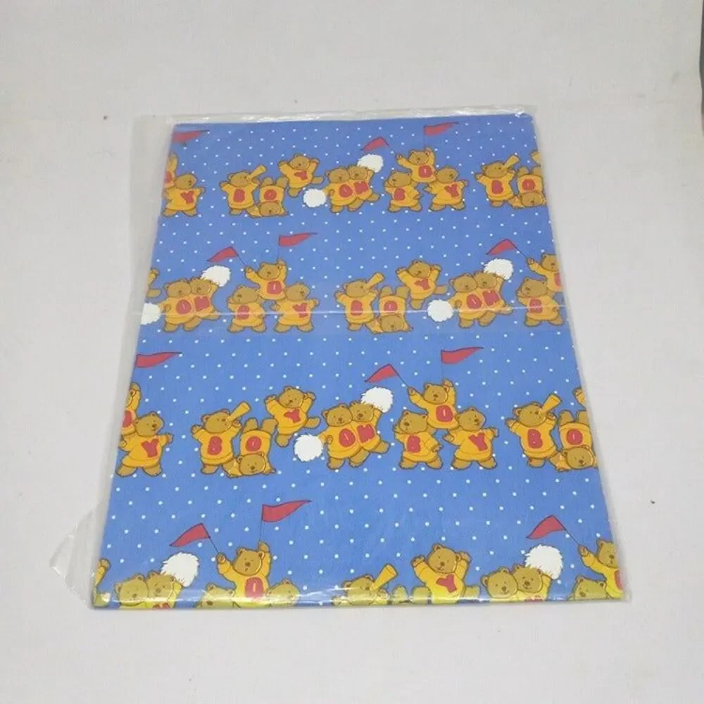 Vintage American Greetings Cheerleading Bear Gift Wrap Sheet-Birthday/Shower-NEW